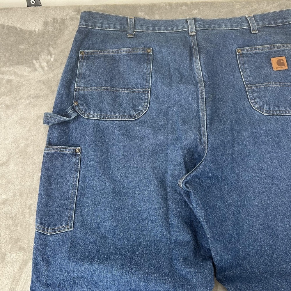Carhartt B73-DST Jeans Mens 42x31 Blue Med Double Knee Straight Denim Workwear - Picture 3 of 16